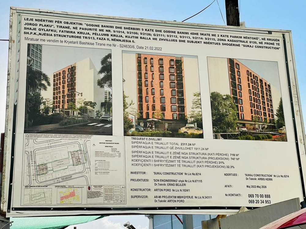 Godine Banimi dhe Sherbimi me parkim nentoke ne rrugen Jorgo Plaku, Tirane